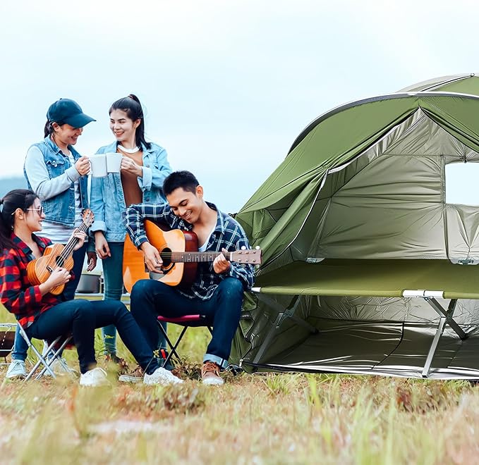 Cot Tent,Foldable Camping Cot with Tent,Portable Single Sleeping Camping Bed with Carry Bag,Versatile for Solo Campers and Outdoor Relaxation