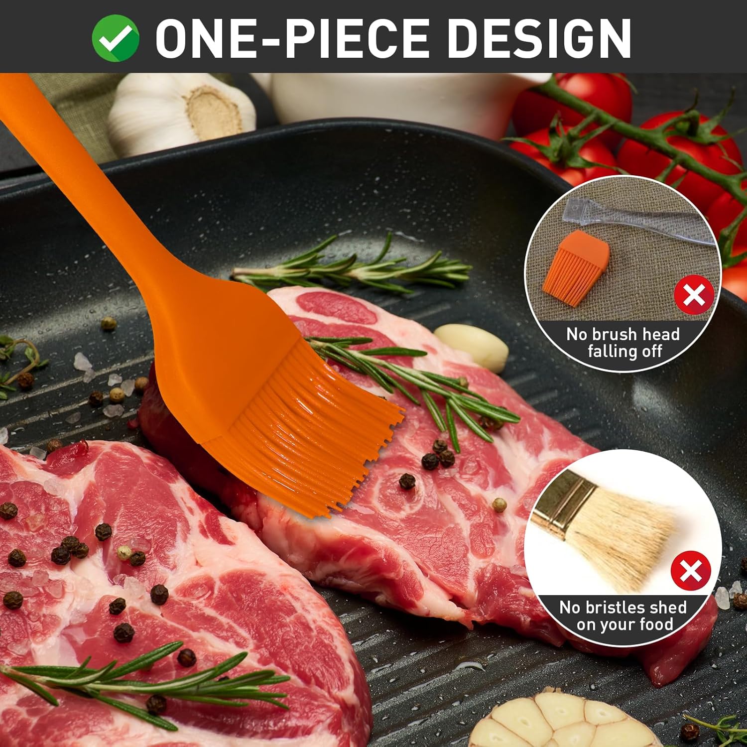 Pastry Brush-Begonia Silicone Basting Brush for Cooking,2pcs 10+8 in Heat Resistant Food Brushes for Baking, Grilling, Cooking and Spreading Oil (Orange)