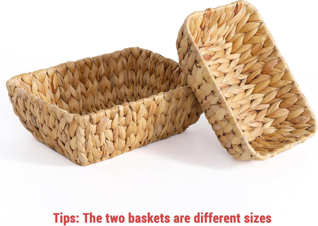 Small Wicker Baskets for Organizing 2 Pack, Hand Woven Baskets for Storage, Towels and Toilet Paper Organization, Woven Gift Basket,Countertop Baskets Set for Organizing