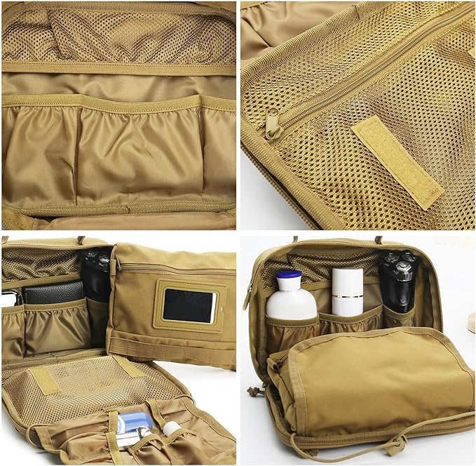 SMONT Tactical Toiletry Bag for Men, 9.5" Hanging Dopp Kit Shaving Hygiene Bag for Traveling Bathroom