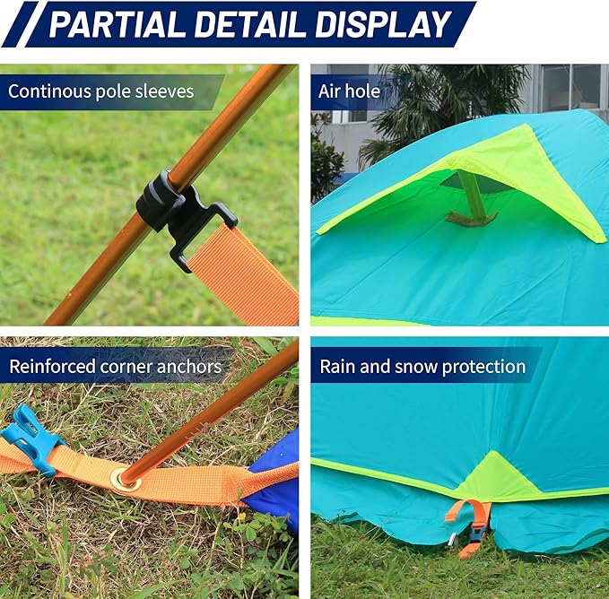 Himalaya 1/2 Person Camping Tent, 4 Season Tent Backpacking Winter Tent Waterproof Windproof Lightweight Portable PU5000 for Outdoor Camping Cold Weather Hiking Mountaineering