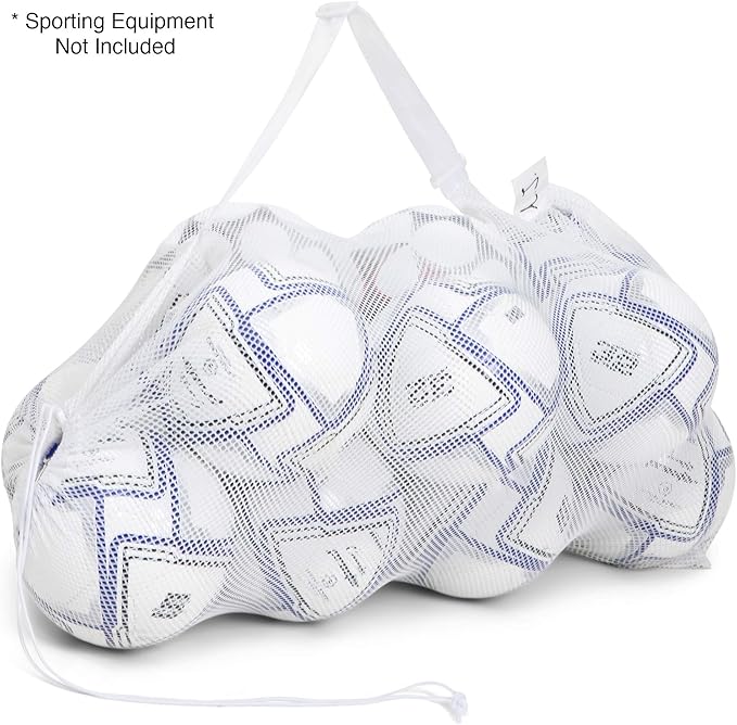 Champion Sports Mesh Equipment Bag – Heavy-Duty Nylon Drawstring Bag with Lock & ID Tag, Breathable Storage Sack for Balls, Swim Gear, Laundry & Toys, Multiple Sizes & Colors