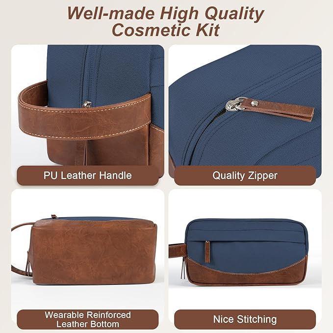 Travel Toiletry Bag for Men, Hanging Toiletry Organizer, Water Resistant Shaving Kit with Large Capacity for Travel Accessories - Navy Blue