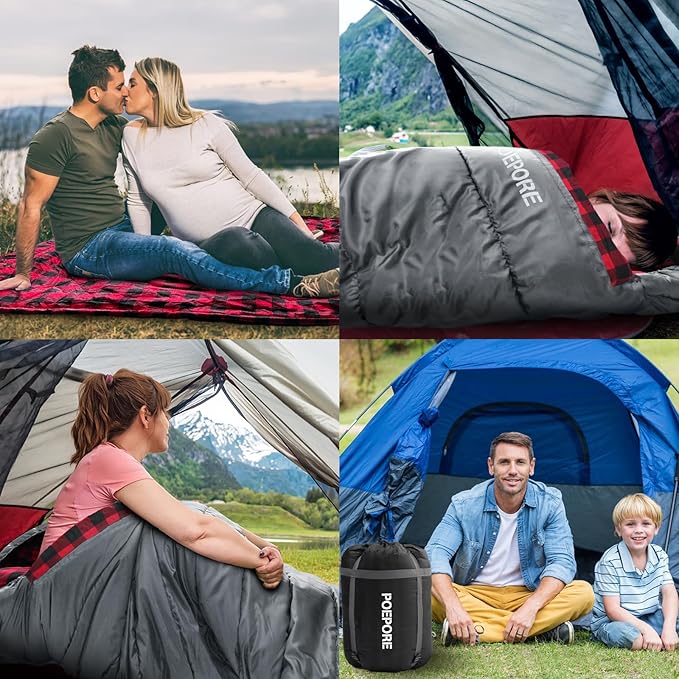 Flannel Sleeping Bag 0 Degree Cold Weather for Adults XXL Sleeping Bag 4 Season Big and Tall with Compression Sack