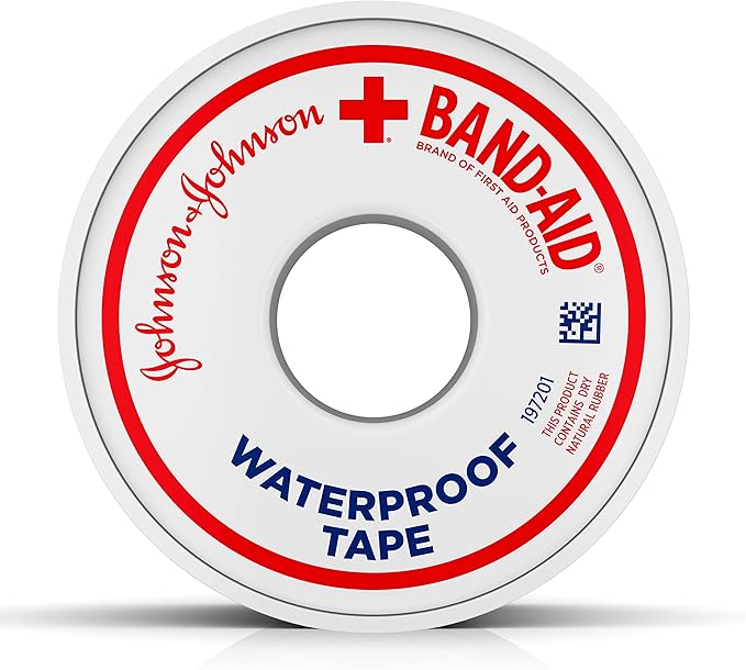 Johnson & Johnson Band-Aid Brand of First Aid Products Waterproof Tape, 1 Inch by 10 Yards (Pack of 4)
