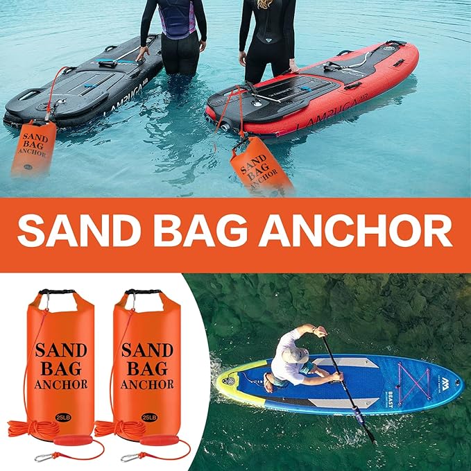 25LB Sand Anchor Bags, Waterproof Dry Bags, 2-in-1 Jet Ski Anchor Bag Kit with Adjustable Buoy for Small Boat Jetski Power Watercrafts Canoes and Kayaks