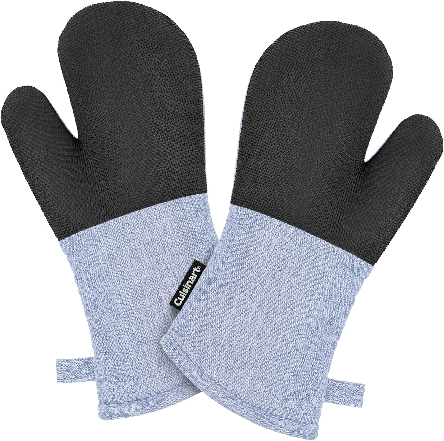 Cuisinart Kitchen Oven Mitts – Heat-Resistant Kitchen Mitts for Oven with Non-Slip Neoprene Palm, Long Cuff, and Cotton Filling – Durable Oven Gloves for Cooking, Baking, & Grilling (Chambray)