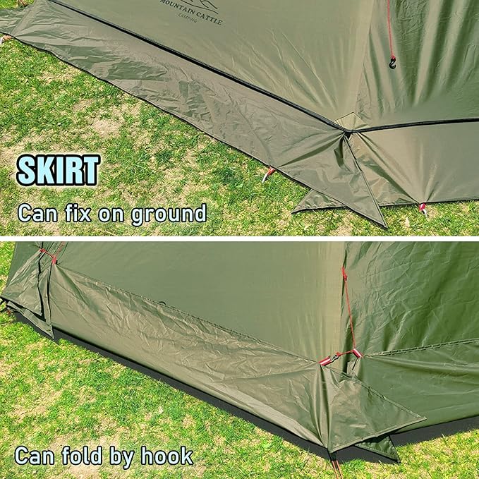 4 Persons 5lb Lightweight Tipi Hot Tents with Stove Jack, 7'3" Standing Room, Teepee Tent for Hunting Family Team Backpacking Camping Hiking