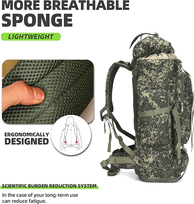 100L Hiking Camping Backpack Tactical Backpack for Men Large Survival Hunting Waterproof Backpack Molle Rucksack Military Camping Backpacking Daypack