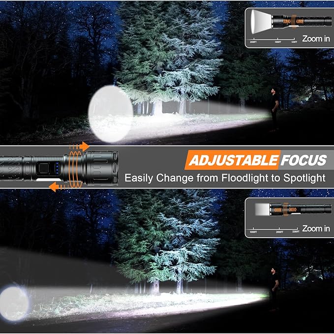 Flashlights High Lumens Rechargeable- 100,000LM Super Bright Tactical Magnetic LED Flash Light with 8 Modes,COB Work Light,Waterproof,Power Handheld Flashlight for Emergency,Hurricane,Hiking