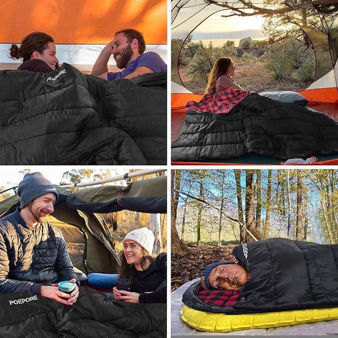 Flannel Sleeping Bag 0 Degree Cold Weather for Adults XXL Sleeping Bag 4 Season Big and Tall with Compression Sack