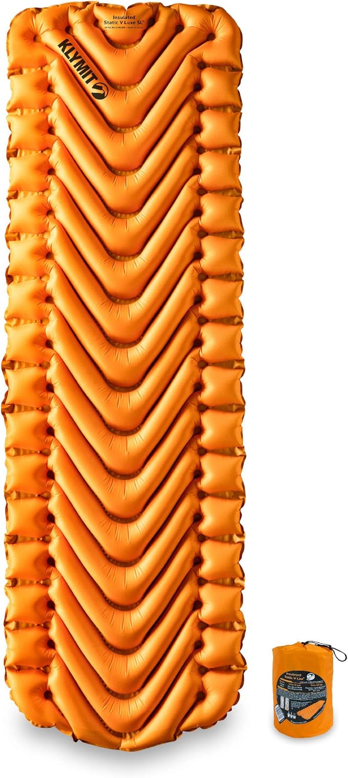 Klymit Insulated Static V Lite 2.5" Thick Inflatable Camping Pad and Static V Sheet Pad Cover Bundle for Hiking and Backpacking