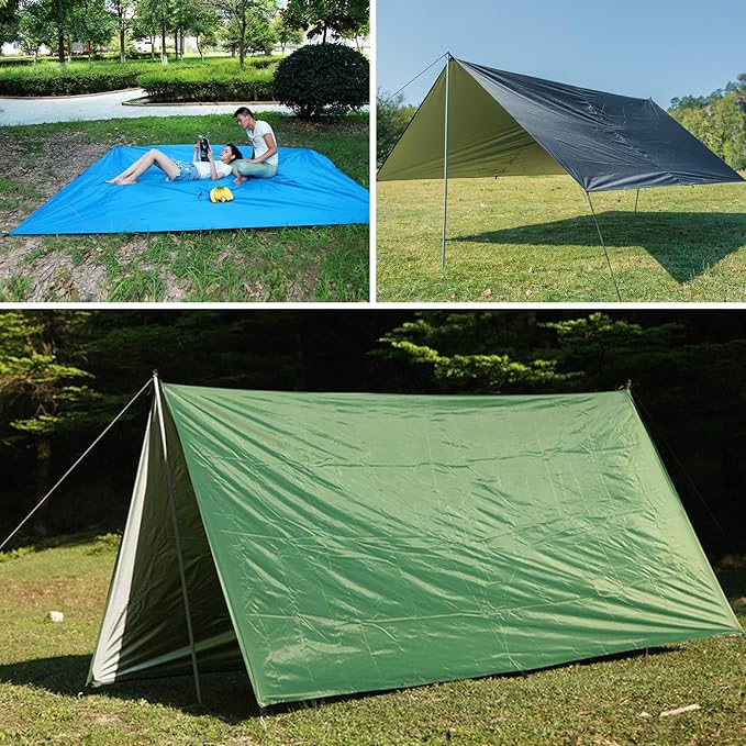 TRIWONDER Hammock Rain Fly Waterproof Tarp Camping Tent Footprint Ground Cloth Backpacking Tarp Camp Shelter Sunshade Mat for Outdoor Hiking Beach Picnic