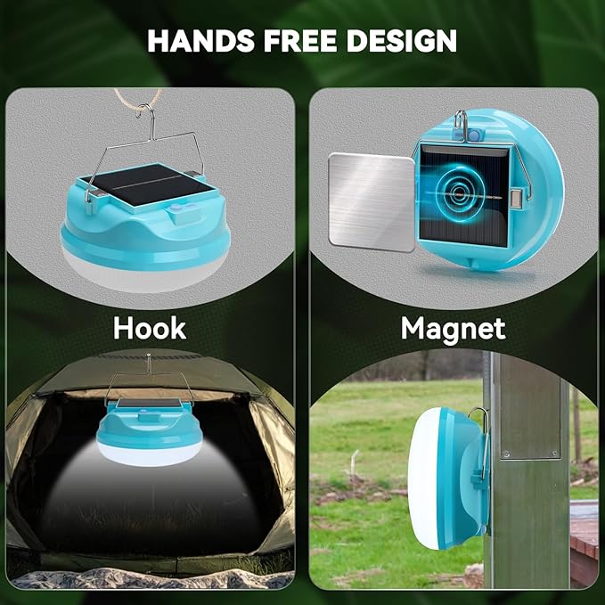 100W Solar Camping Light Rechargeable Lantern with 3 Modes Waterproof Portable Tent Lights for Power Outages Hiking Emergency