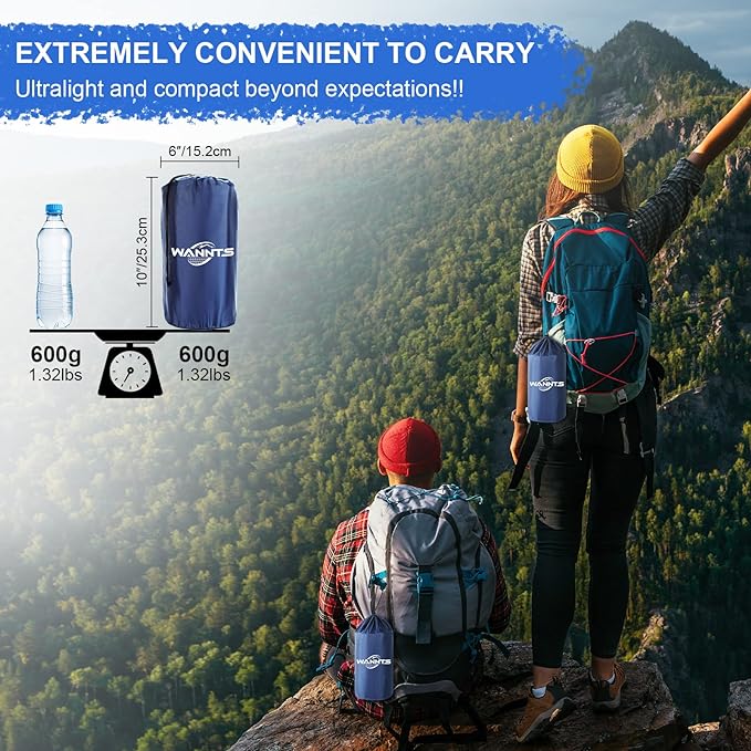 WANNTS Sleeping Pad, Ultralight Inflatable Sleeping Pad for Camping, Built-in Pump, Ultimate for Hiking - Airpad, Carry Bag,-Compact & Lightweight Camping pad(Blue)