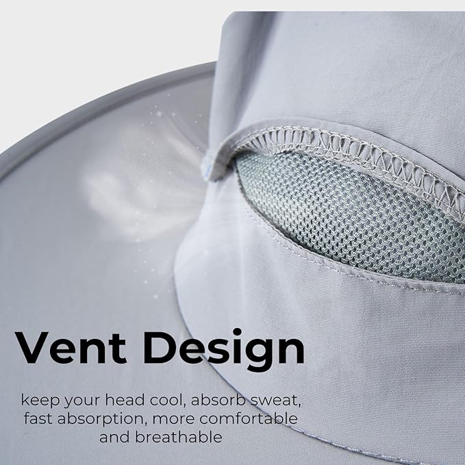 Flammi Mosquito Net Hat Safari Hat UPF 50+ Sun Protection Boonie Hats for Men with Neck Flap Fishing Hiking Hat for Men/Women