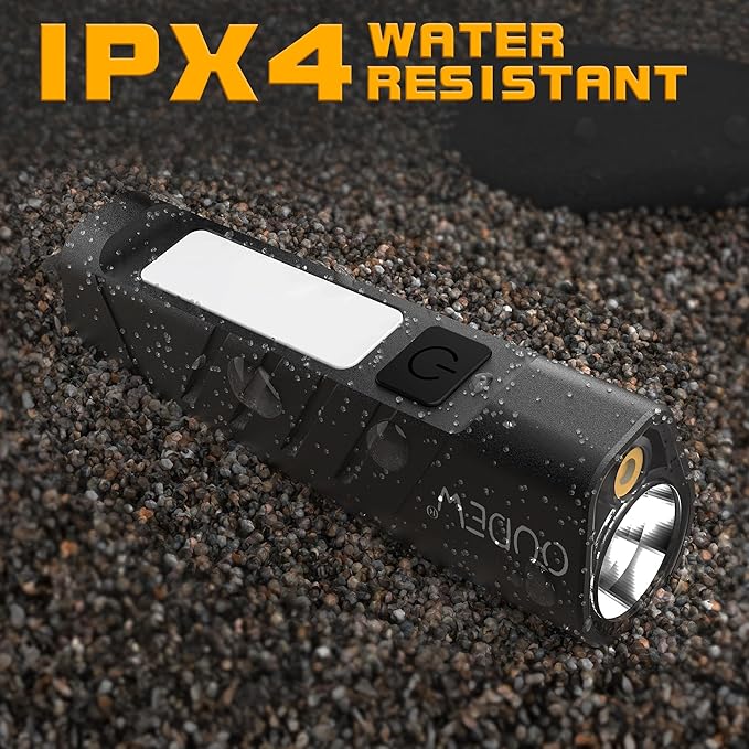 Rechargeable EDC Flashlight with Red Beam and White LED Combo, 900 Lumens Portable Pocket Lights, USB-C Charging, IPX4, Triple Sources for Outdoors Emergency Working (Black)