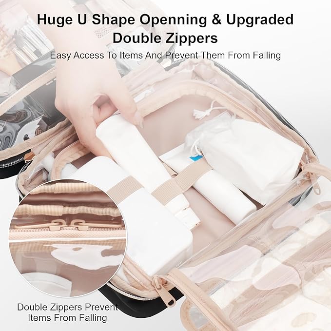 Everfun Hanging Travel Toiletry Bag for Women Traveling With Leakproof Compartment Makeup Cosmetic Organizer Dopp Kit Travel Accessories Essentials Must Have
