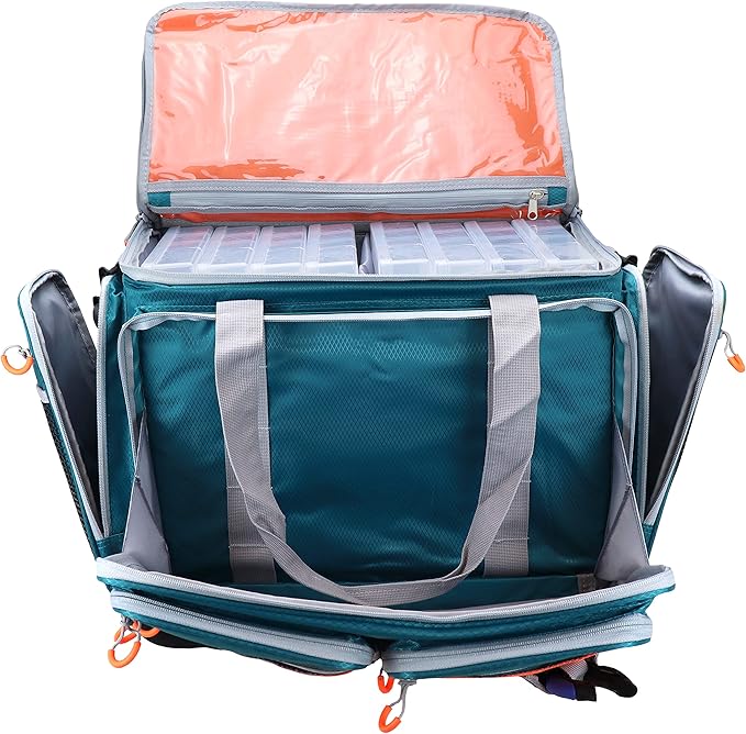 OSAGE RIVER Fishing Tackle Bag, Saltwater Fishing Gear Bag, Tackle Box Organizer with Waterproof Non-Slip Bottom, Padded Shoulder Strap, and Fishing Pliers, Fishing Gifts for Men