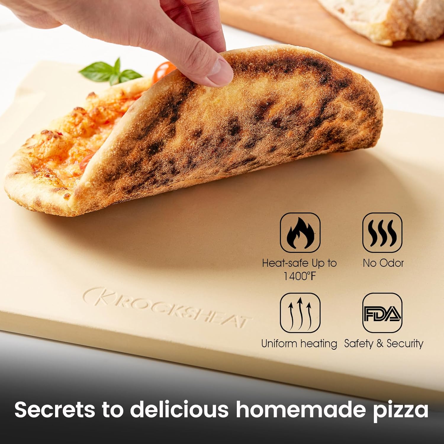 15x12 Inch Pizza Stone & 12 Inch Rotatable Pizza Peel Set, Baking Stone with Non-Stick Aluminum Peel, Spatula with Beech Wood Handle, Cordierite Bread stone for oven