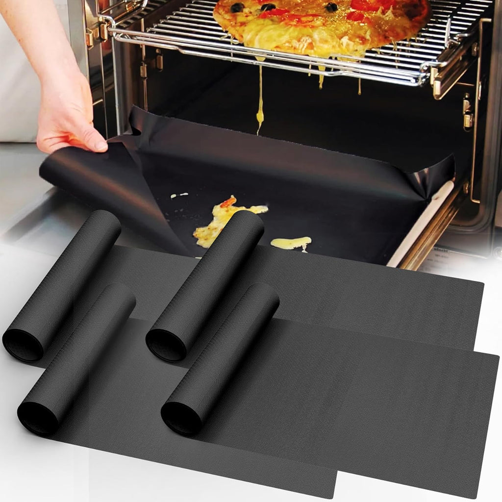 UBeesize 4 Pack Thickened Oven Liners for Bottom of Oven BPA & PFOA Free, Reusable 16x24 Inch Heavy Duty Non Stick Teflon Oven Mats, Fit Electric Gas Toaster Convection Microwave Ovens Grills
