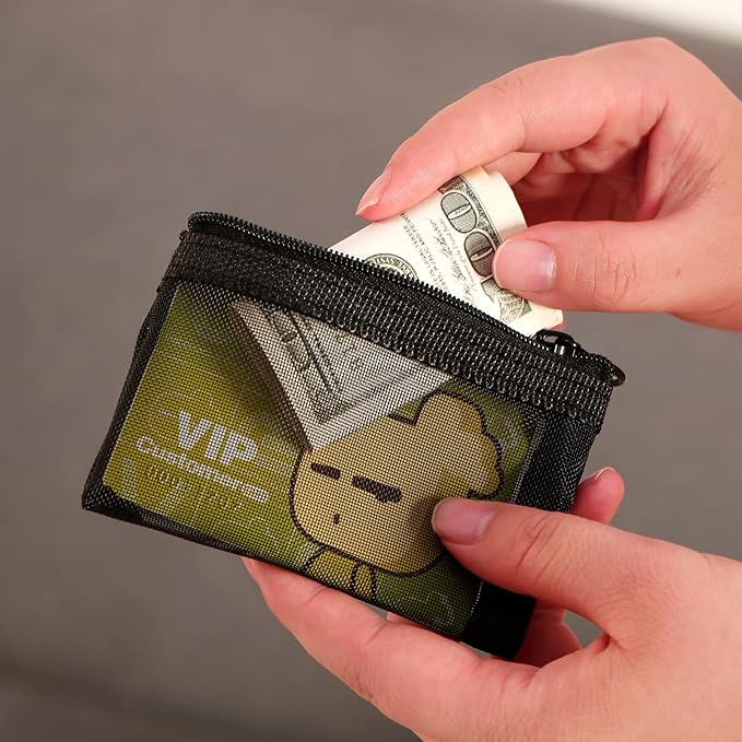 Patu Mini Zipper Mesh Bags, 3" x 4", Size XS / A8, 5 Pieces, Keychain Pouch Key Holder, Coin Purse, Clear Travel Kit Small Item Cosmetic Organizer, Assorted Colors