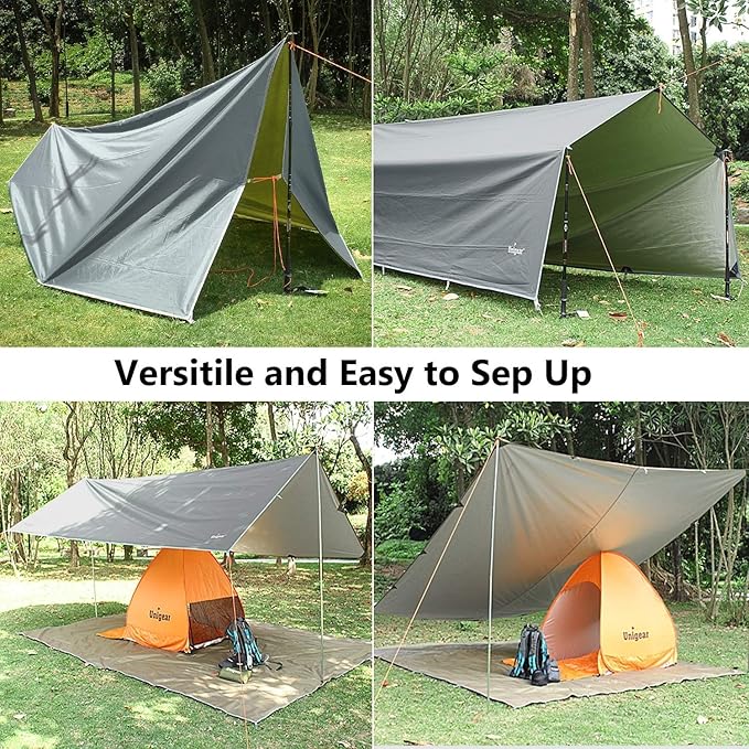 Unigear Hammock Rain Fly Waterproof Tent Tarp, UV Protection and PU 3000mm Waterproof, Lightweight for Camping, Backpacking and Outdoor Adventure