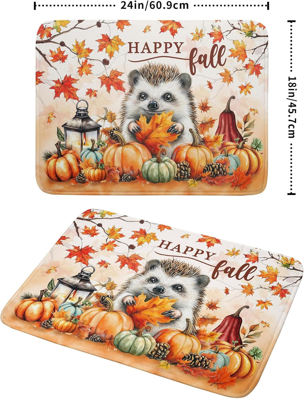 Happy Fall Dish Drying Mat - Large Absorbent Microfiber Drying Pad for Kitchen Counter 18 X 24 in Yellow