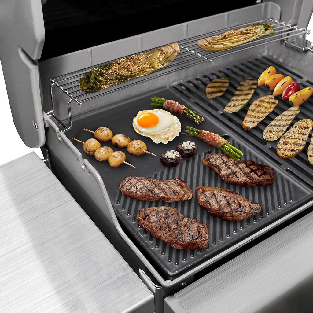 QuliMetal Reversible 7598 Griddle Replacement Parts for Weber Spirit 300 & GS4 Spirit II 300 Series Grills, Spirit E310, Genesis Silver Gold B C, Genesis 1000-5000 Cast Iron Griddle Plate 7658, 1 Pack