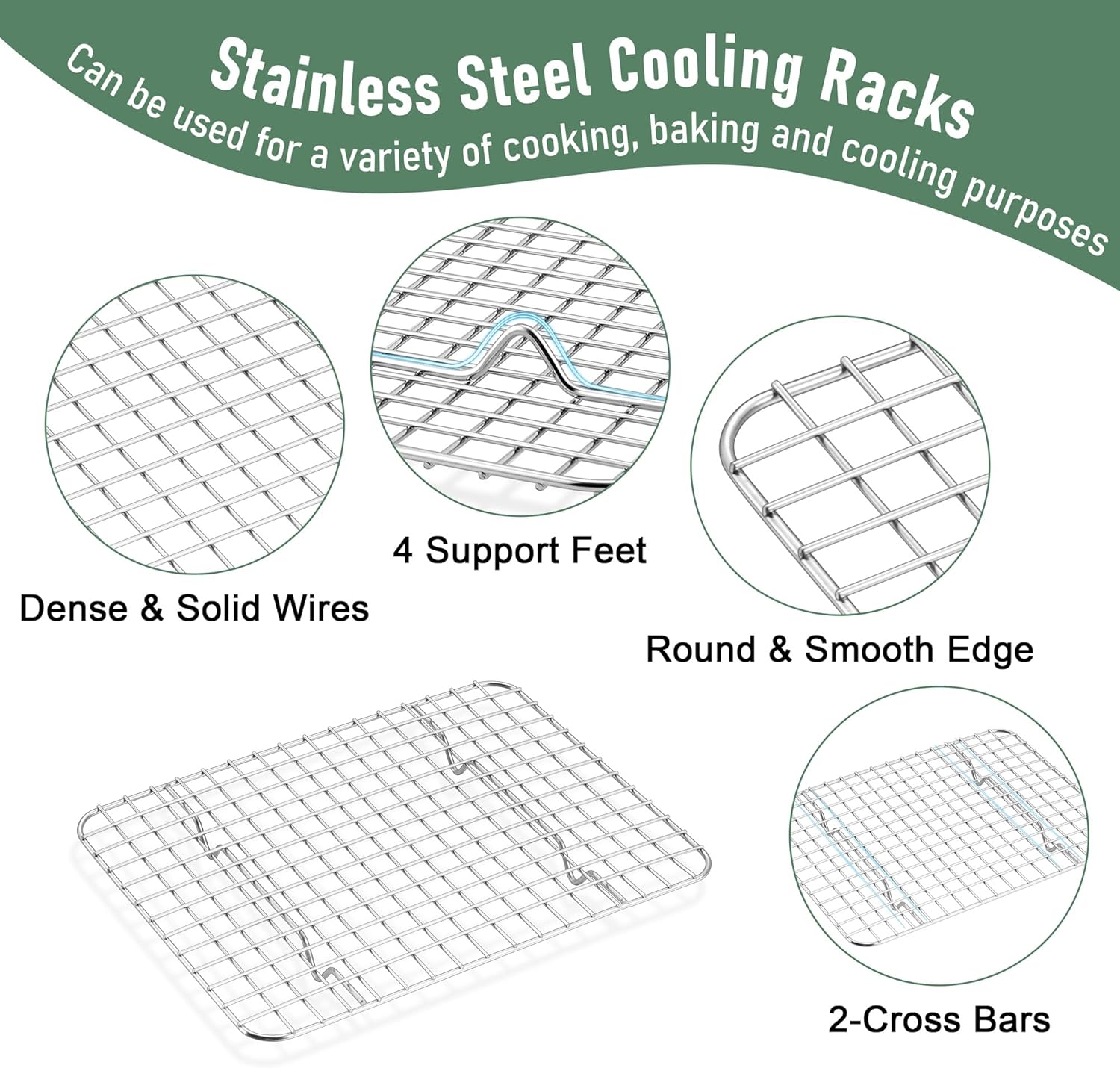 Homikit Cookie Sheet with Rack, 10 x 8 Inch Stainless Steel Small Baking Sheet with Wire Rack Set for Baking Roasting Cooling, Small Toaster Oven Pan Bacon Tray, Non-Toxic & Dishwasher Safe