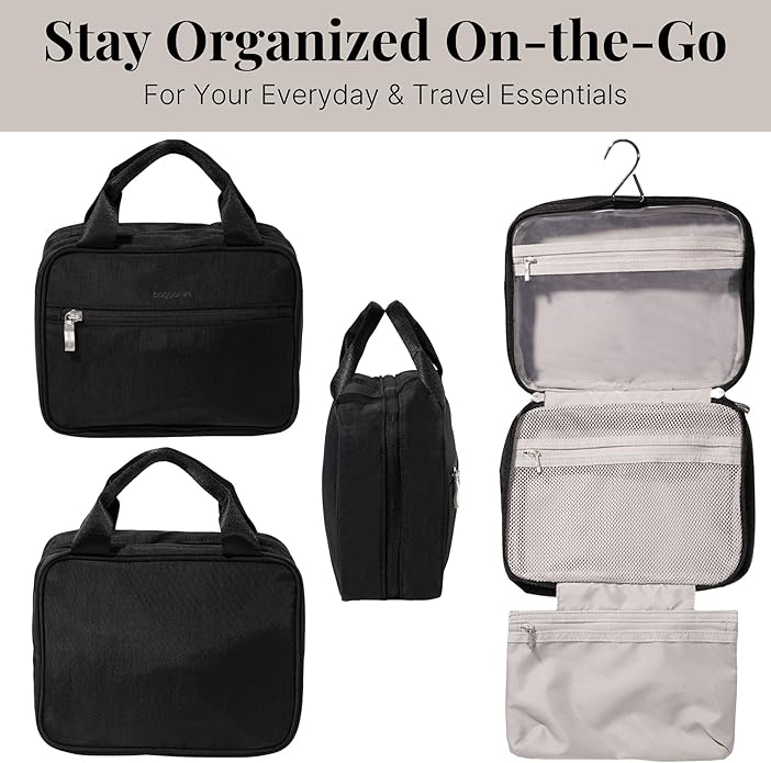 Baggallini Unisex's Hanging Travel Toiletry Kit-Lightweight 6x10 Inch Makeup Bag Toiltery