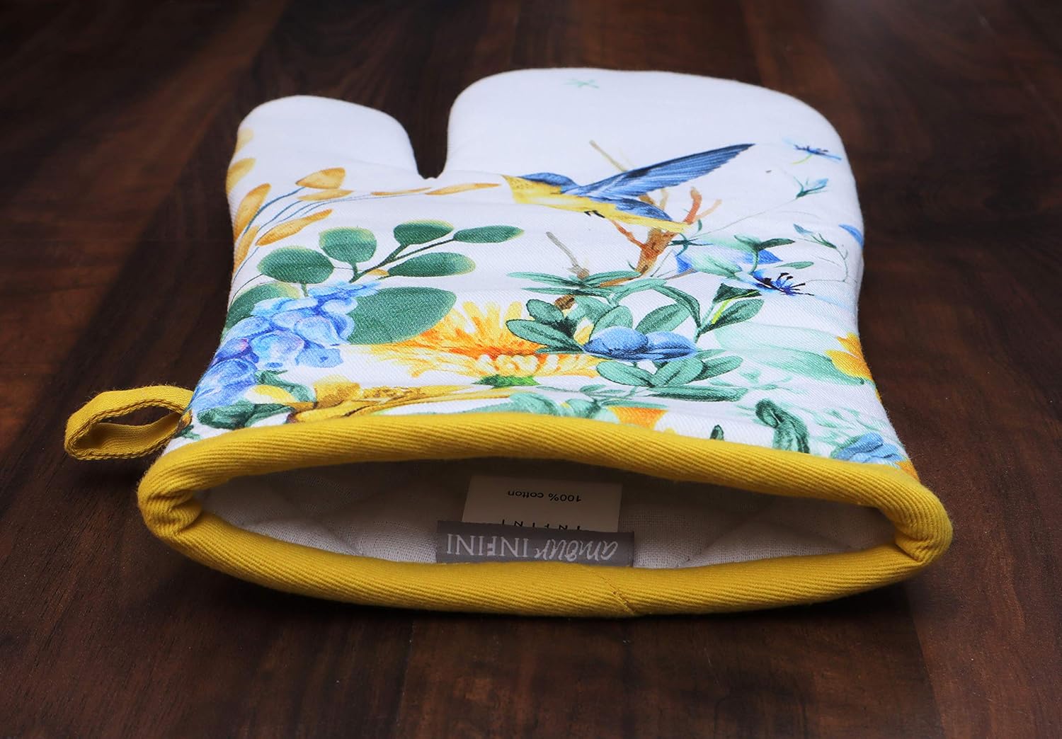 AMOUR INFINI Cotton Oven Mitts Set of 1 with Hanging Loop Non-Slip, Heat Resistant, Reusable Oven Mitt for Baking Cooking Kitchen Oven Gloves (Wild Meadow)