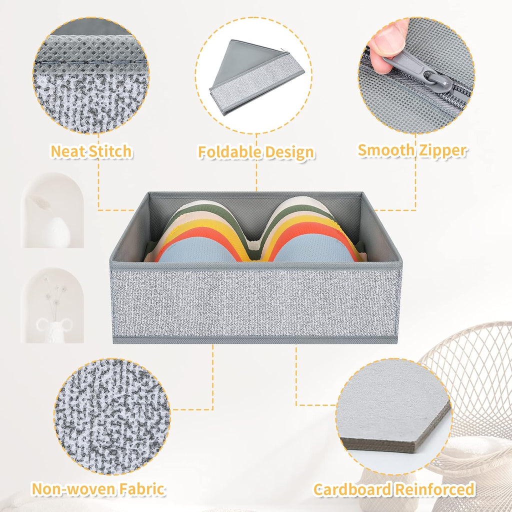 DIMJ Drawer Organizers - 12 Pack Foldable Closet & Sock Organizers, Fabric Dresser Drawer Dividers for Clothes, Underwear, Bras, Socks