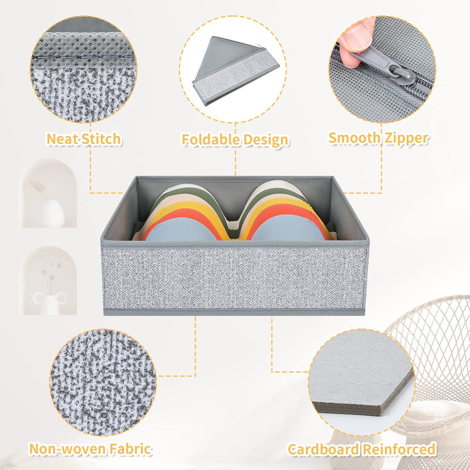 DIMJ Drawer Organizers - 12 Pack Foldable Closet & Sock Organizers, Fabric Dresser Drawer Dividers for Clothes, Underwear, Bras, Socks