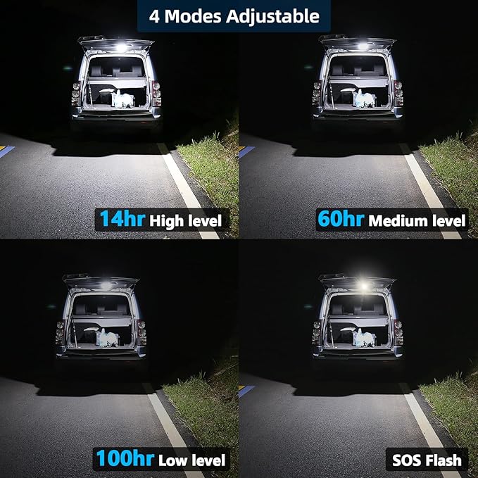 10000mAh Rechargeable Hanging Tent Lighting, Portable 30W 4000LM LED Camping Lantern with Magnet, Power Bank, 4 Lighting Modes, IPX5 Waterproof LED Flashlight for Emergency