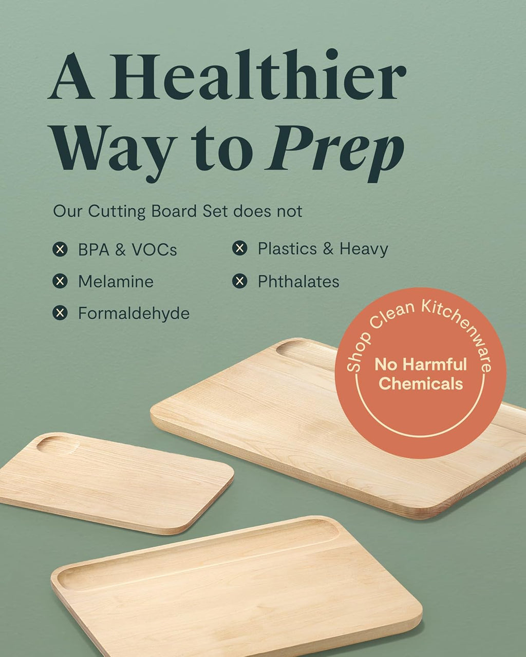 Caraway 4-Piece Double Sided Wood Cutting Board Set - Made From FSC-Certified Birch Wood - Mineral Oil & Wax Finish - 3 Sizes - Small, Medium, & Large - Storage Organizers Included