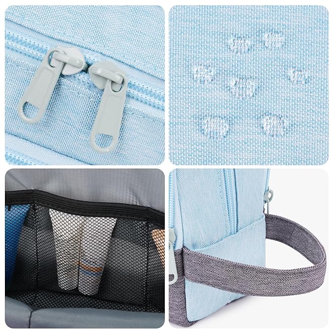 Toiletry Bag for Men Hanging Dopp Kit Water Resistant Shaving Bag Small Toiletry Bag for Traveling (mint green on gray)