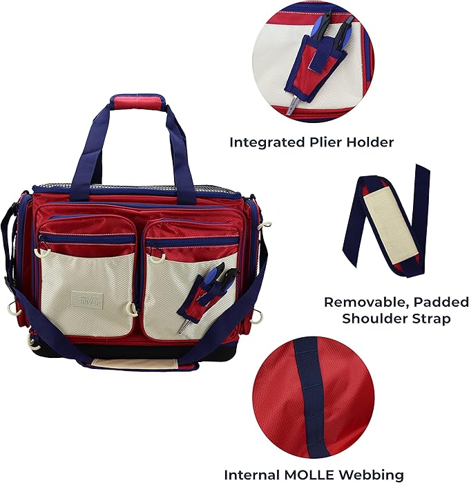 OSAGE RIVER Fishing Tackle Bag, Saltwater Fishing Gear Bag, Tackle Box Organizer with Waterproof Non-Slip Bottom, Padded Shoulder Strap, and Fishing Pliers, Fishing Gifts for Men
