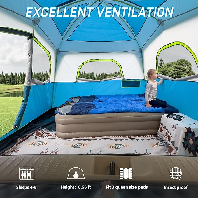 SUV Tents for Camping 6 Person Waterproof, Car Family Camping Tent with Tailgate Attachment for SUV, Jeep, Truck with Cap, Easy Setup Large Tent for Outdoor Camping