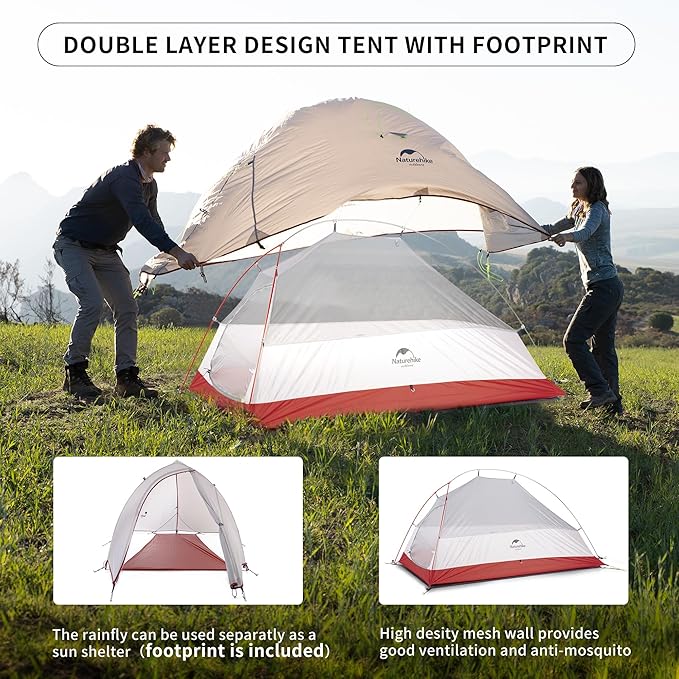 Naturehike Cloud-Up 1 Person Tent, Lightweight Backpacking Tents for One Man, Waterproof Ultralight One Person Tent for Camping Hiking Backpacking