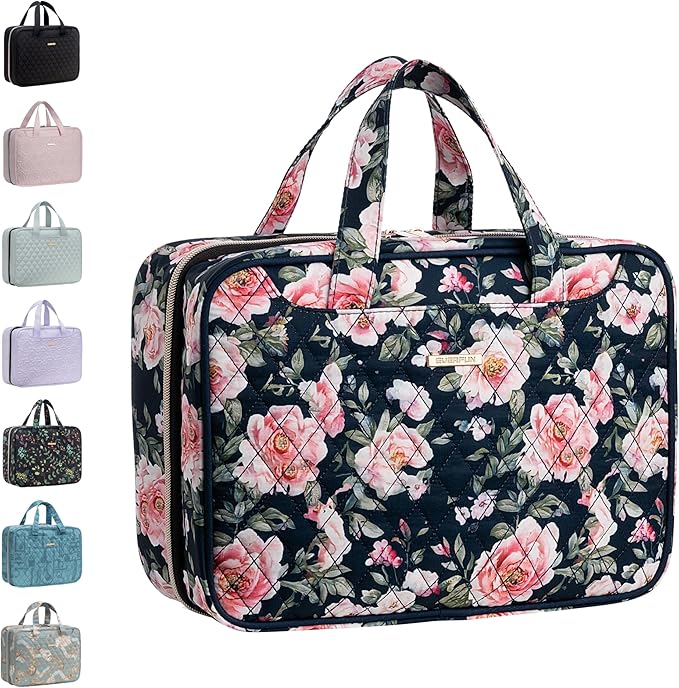 Everfun Hanging Travel Toiletry Bag for Women Traveling With Leakproof Compartment Makeup Cosmetic Organizer Dopp Kit Travel Accessories Essentials Must Have