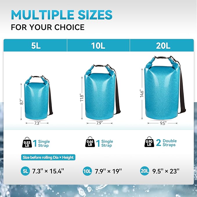 MARCHWAY Floating Waterproof Dry Bag Backpack 5L/10L/20L/30L/40L, Roll Top Sack Keeps Gear Dry for Kayaking, Rafting, Boating, Swimming, Camping, Hiking, Beach, Fishing
