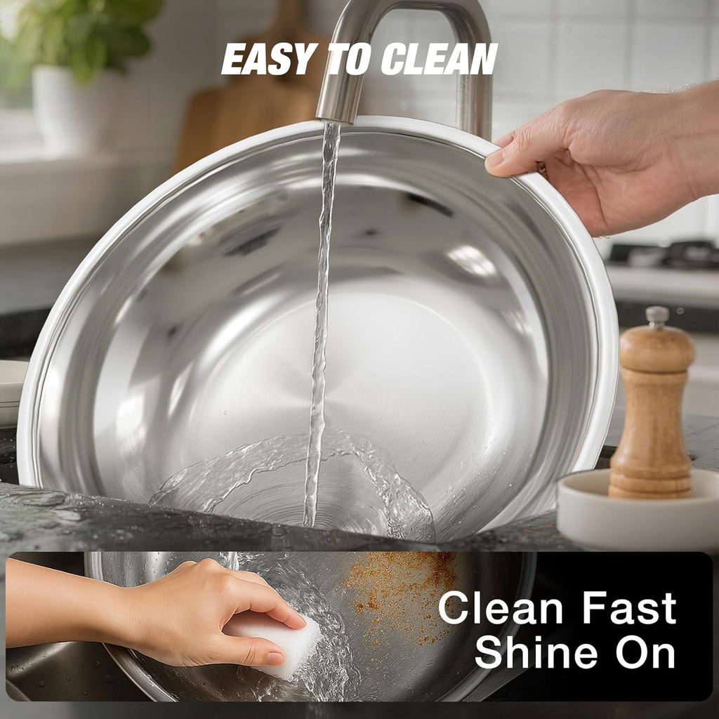 Gold Chafing Dishes for Buffet (5QT, 2 Pack), Round Chafers and Buffet Warmers Sets, Food Grade Stainless Steel Chafing Dish Set, Rolled Edge Design, for Catering Events, Parties, Weddings