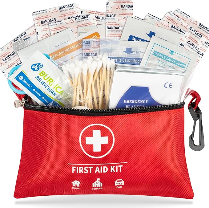 Mini First Aid Kit, Upgraded 140 Pieces First Aid Kit for Car, Essential Home Emergency Kit, Portable Compact Medical Kit for Kitchen, Office, Vehicle, Outdoor, Camping, Hiking