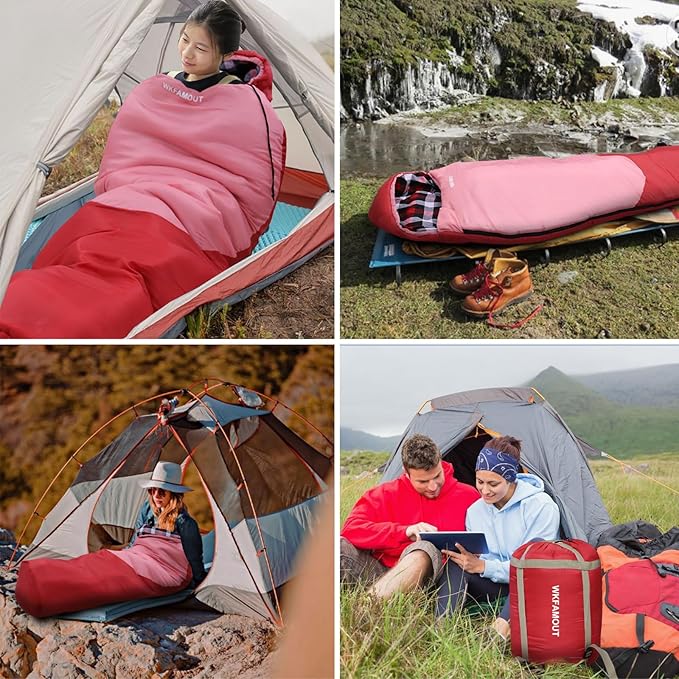 Cold Weather Mummy Sleeping Bag Flannel 0 Degree Winter Sleeping Bag Machine Washable Heavy Duty for Adults,Teenager with Compression Sack 4 Seasons for Camping Hiking Traveling