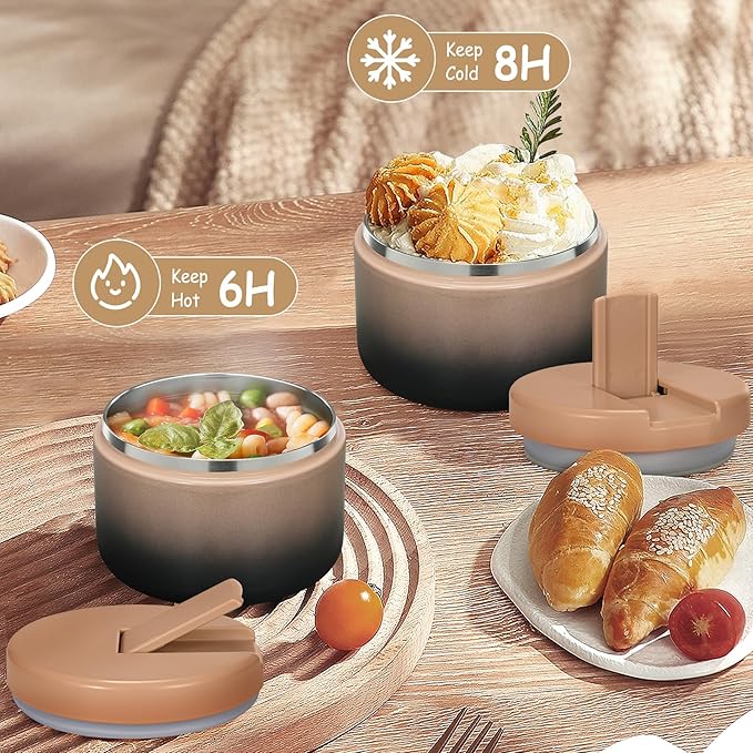12oz Kids Soup Thermo for Hot Food Insulated Vacuum Food Jar with Buckle Lid, Stainless Steel Wide Mouth Leak Proof Lunch Container for School Travel 1 Pack