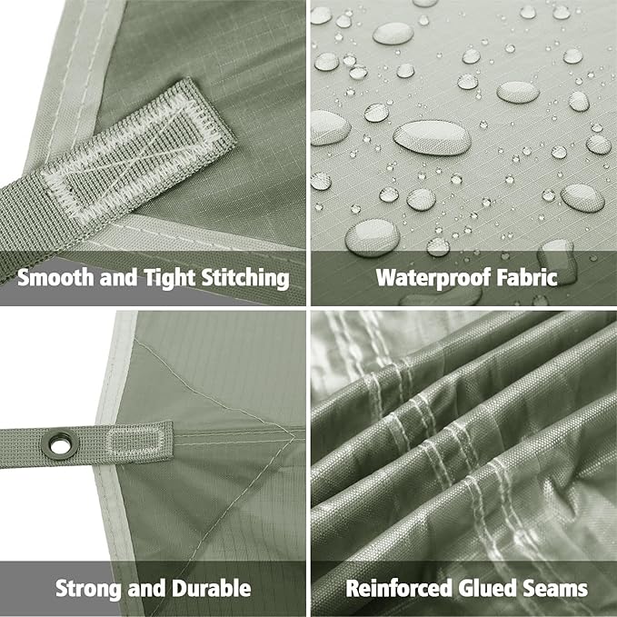 FREE SOLDIER Camping Tarp Waterproof Portable Multifunctional Outdoor Traveling Awning Backpacking Shelter Rain Tarp (Bean Green 10×10.5ft)