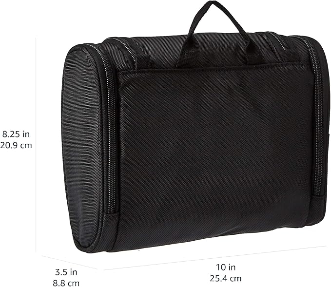 Amazon Basics Hanging, Travel Toiletry Bag Organizer, Shower Dopp Kit, Black