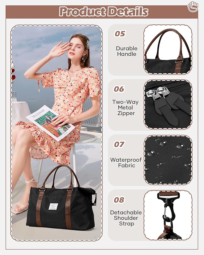 Gym Bag Womens,Travel Duffel Carry on Bag Sport Tote Bag Weekend Overnight Bag