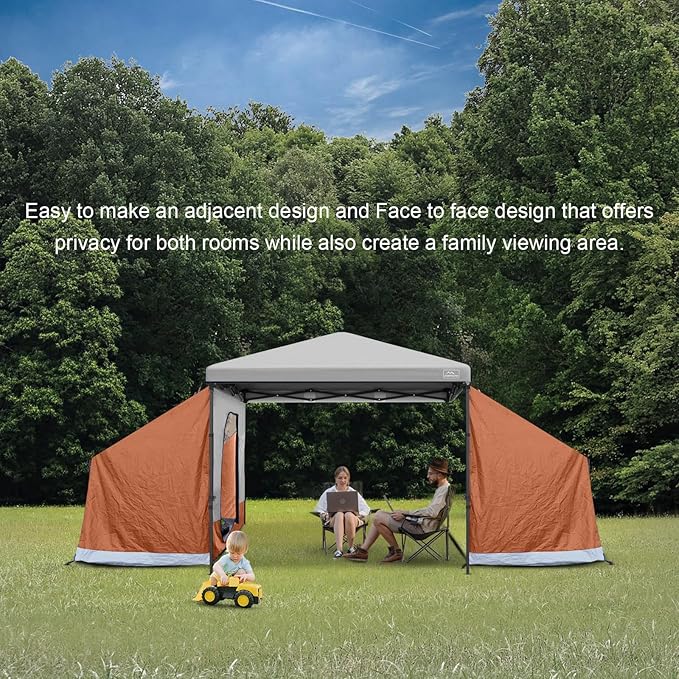 KAMPKEEPER Side Tent,Camping Tent for 10' x 10' Pop Up Canopy, Easy Set Up Gazebo,Compatible with 10' Wide Canopy Tents (Orange)